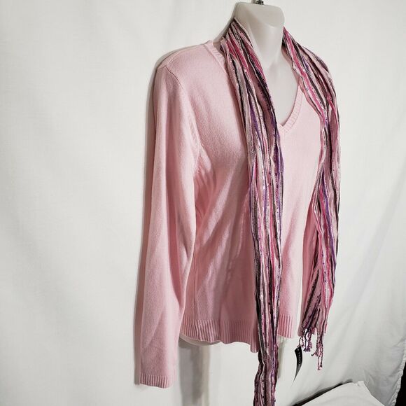 Notations Woman Sweater Small Pink Pullover Long Sleeve VNeck Knit Acrylic Scarf - Picture 5 of 12